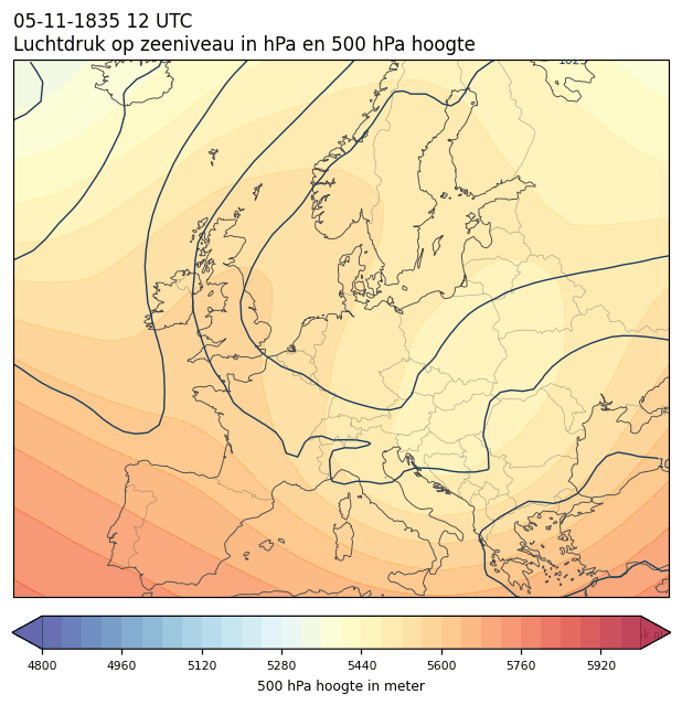 Weerkaart van 5 november 1835 om 12 UTC