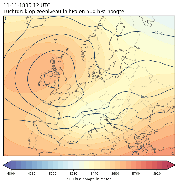 Weerkaart van 11 november 1835 om 12 UTC