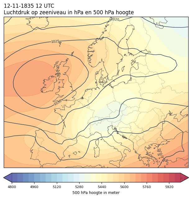 Weerkaart van 12 november 1835 om 12 UTC