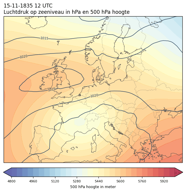 Weerkaart van 15 november 1835 om 12 UTC