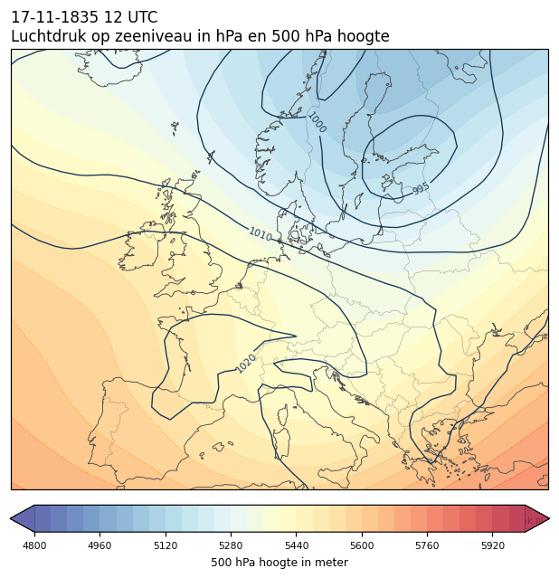 Weerkaart van 17 november 1835 om 12 UTC