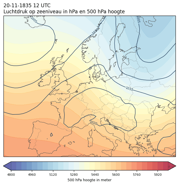 Weerkaart van 20 november 1835 om 12 UTC