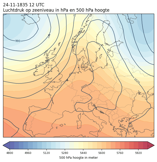 Weerkaart van 24 november 1835 om 12 UTC