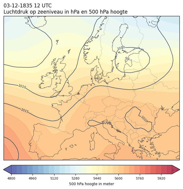 Weerkaart van 3 december 1835 om 12 UTC