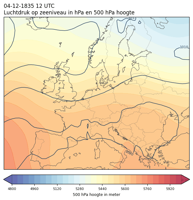 Weerkaart van 4 december 1835 om 12 UTC